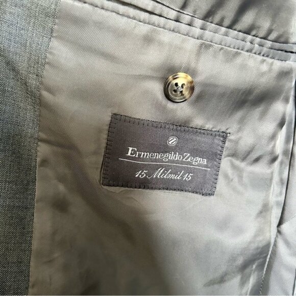 ERMENEGILDO Zegna Blue Grey Wool Blazer 15 milmil 15 size 52 - Picture 6 of 11